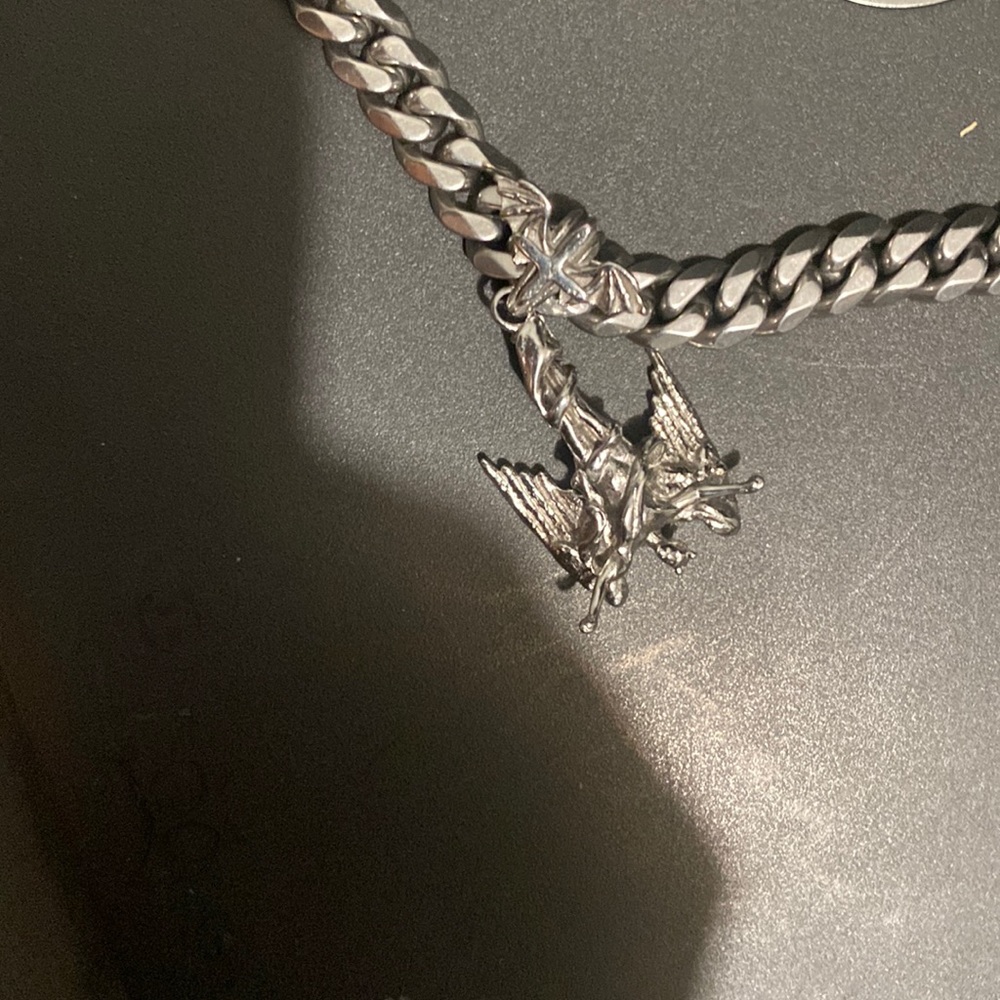 Sterling silver Cuban Hard Jewelry chain with pendant